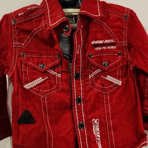 Kids Red Jean Jacket - Picture 2 of 4